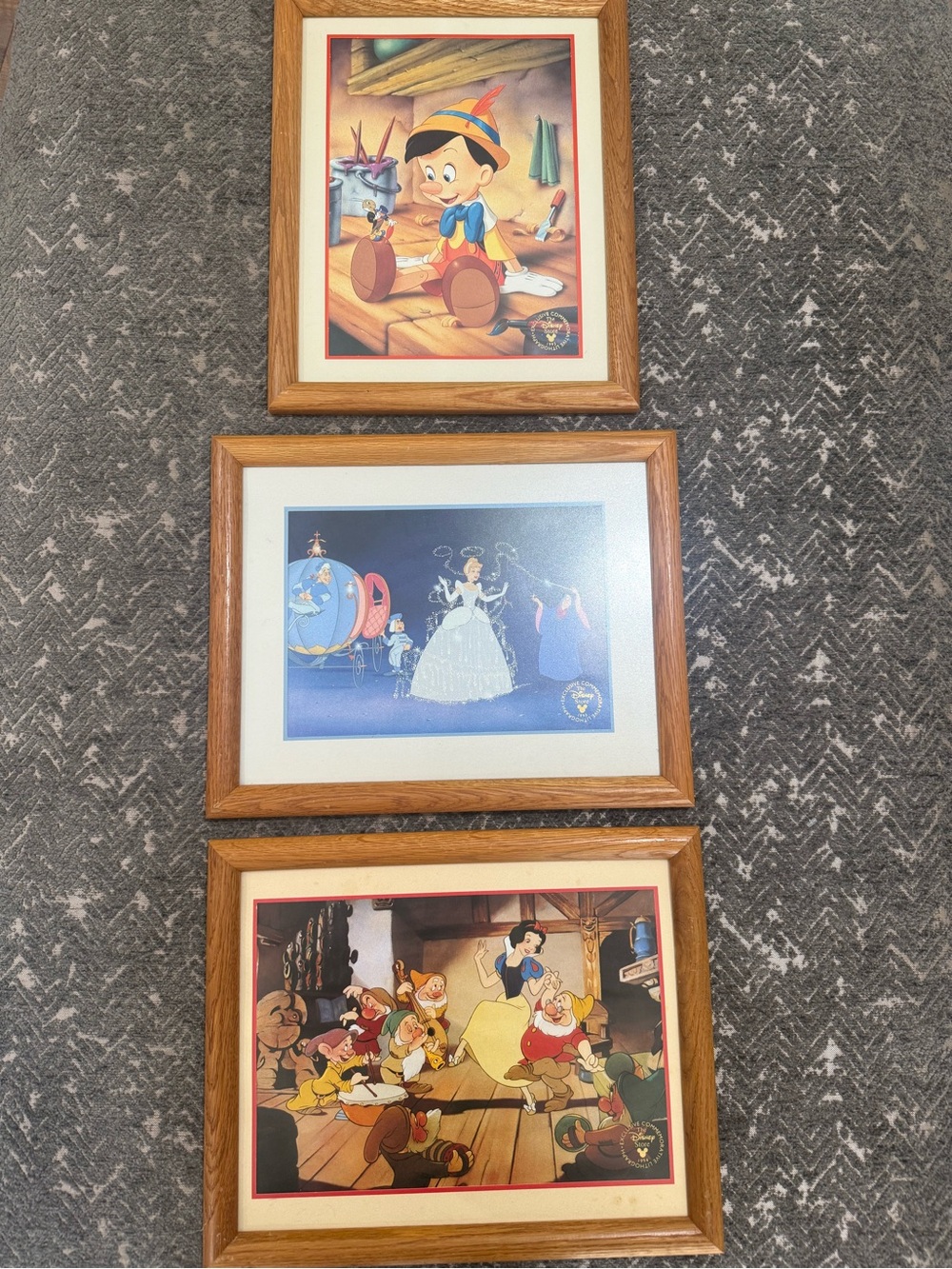 Vintage Disney Store Commemorative Lithographs 1993-1995 Framed Set of 3
